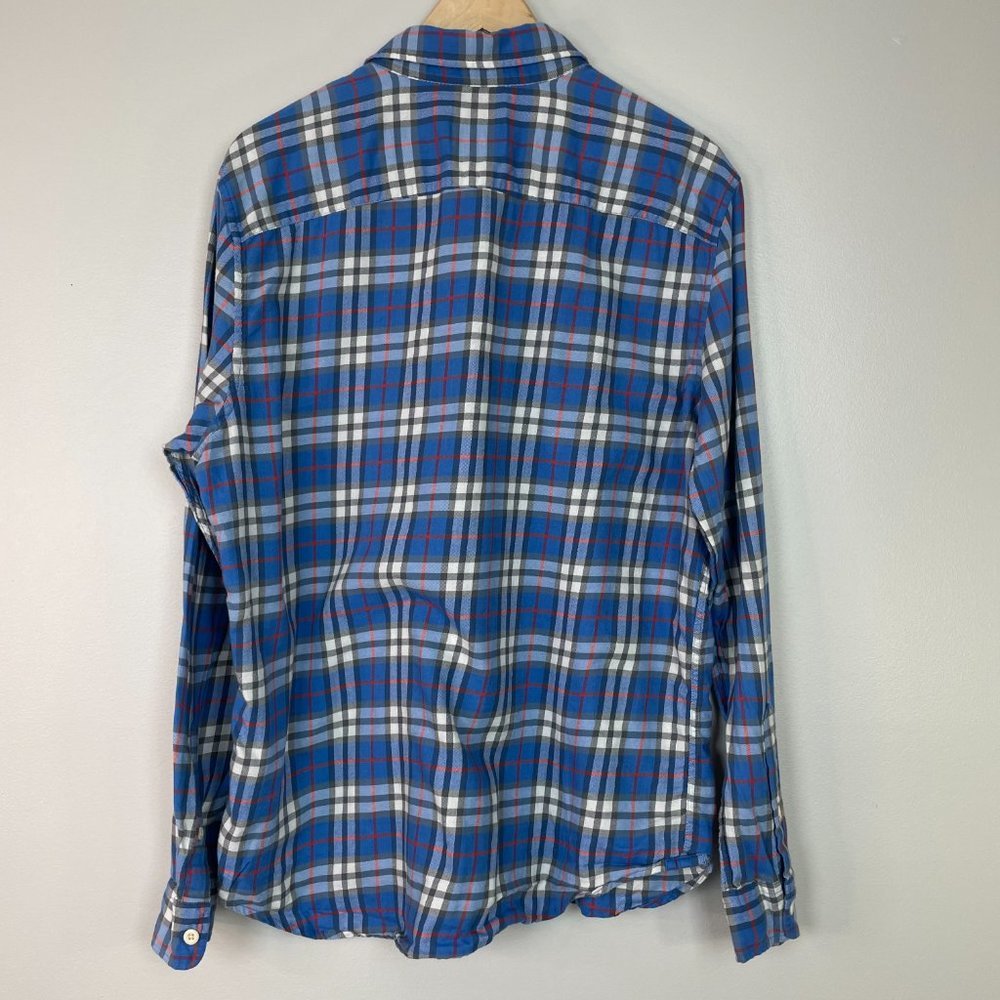 American Eagle Shirt Large Blue Plaid Casual Button-Front Long Sleeve Men's - Picture 4 of 13